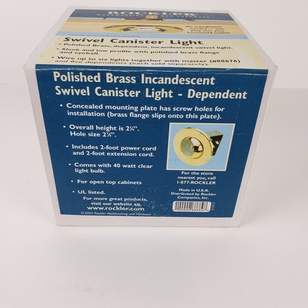Rockler Polished Brass Incandescent Swivel Canister Light NEW - Picture 2 of 5